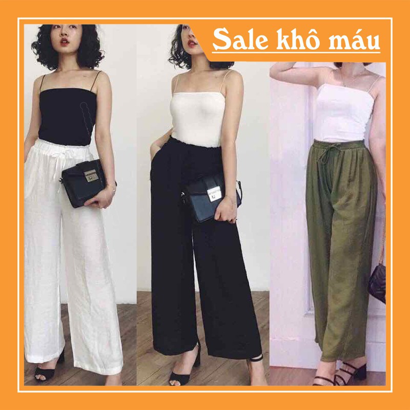 Quần ống rộng vải đũi cao cấp