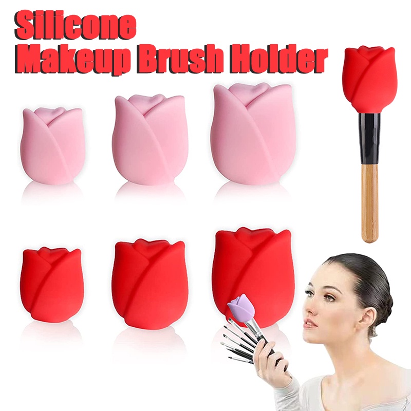 Set 3 Vỏ Bọc Đầu Cọ Trang Điểm 3 Kích Cỡ Bằng Silicone Tái Sử Dụng Tiện Lợi Du Lịch