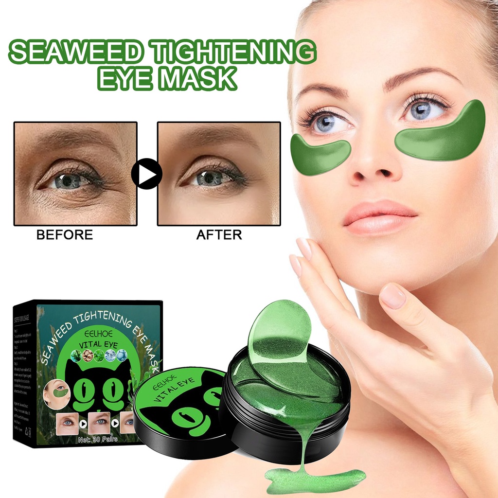 EELHOE Mặt Nạ Mắt Tinh Thể Làm Săn Chắc Rong Biển Mặt Nạ Mắt Loại Bỏ Quầng Thâm Trang Điểm Dưỡng Ẩm Chăm Sóc Mắt Làm Săn Chắc Loại Bỏ Nếp Nhăn-Ampere