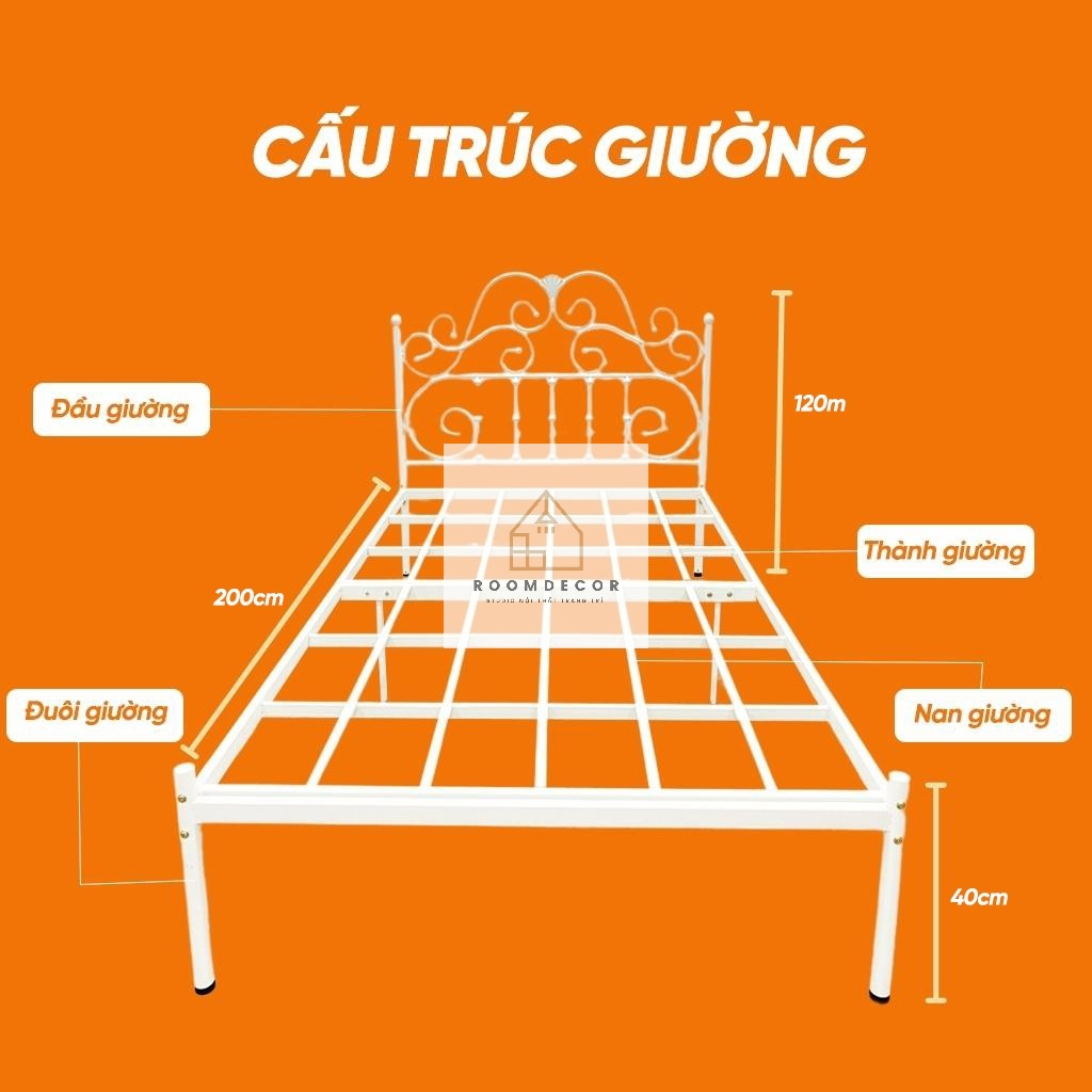 Giường Sắt Cổ Điển Room Decor Lắp Ráp Thông Minh Trang Trí Phòng Ngủ