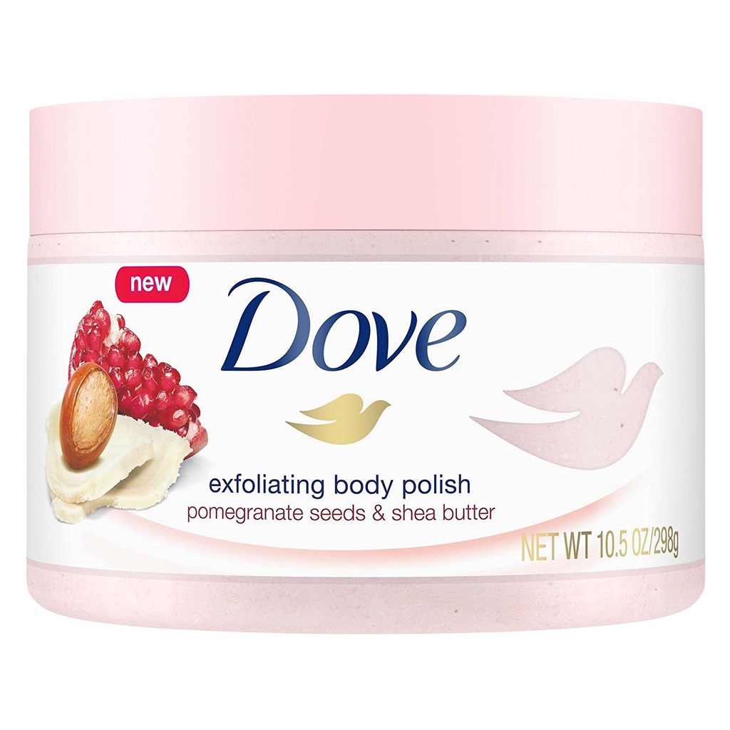 Sữa tắm tẩy tế bào chết Dove Exfoliating Body Polish Body Scrub Pomegranate Seeds &amp; Shea Butter 298g (Mỹ)