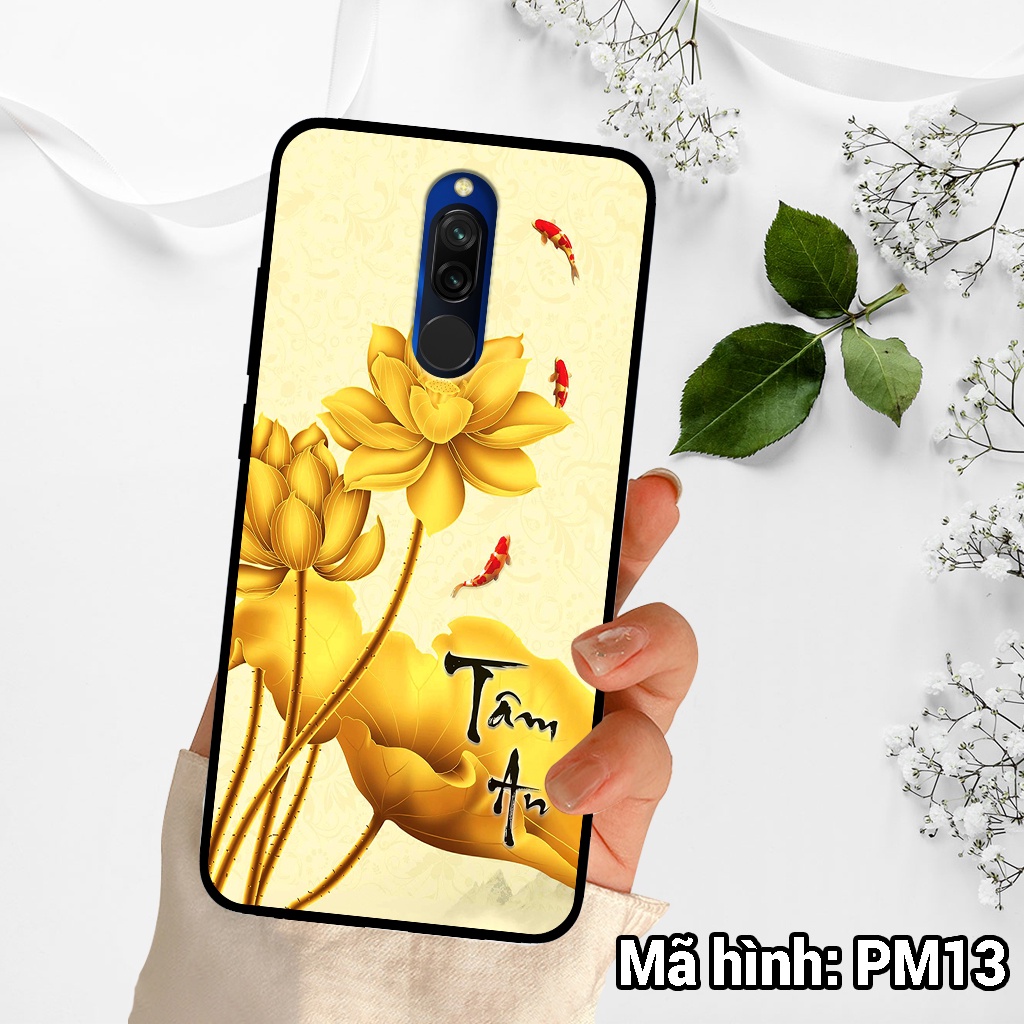 Ốp điện thoại XIAOMI REDMI 8/8A in hình hoa sen,cá chép phong thủy – lưng kính tráng gương viền dẻo