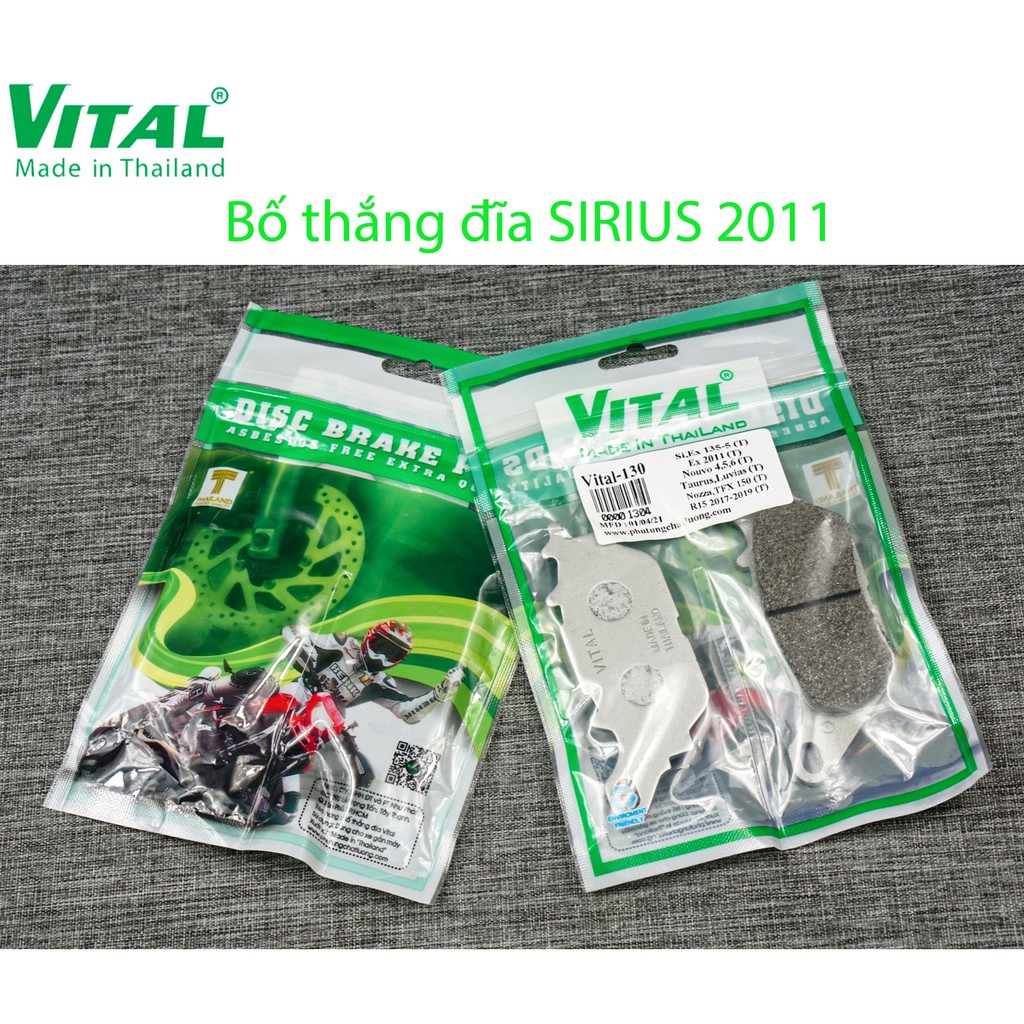 Bố thắng sau + trước SIRIUS, JUPITER hiệu VITAL - Má phanh xe máy, bố thắng đĩa VITAL chính hãng Thái Lan