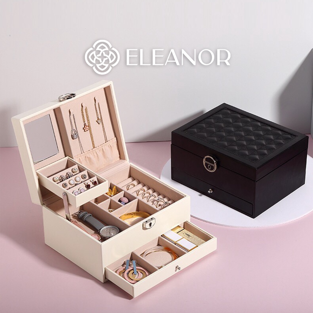 Hộp đựng trang sức cao cấp Eleanor Accessories nhiều ngăn có khóa phụ kiện trang sức sang chảnh