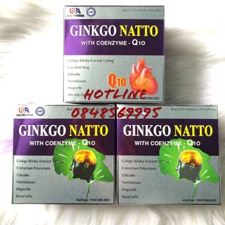 Bổ não GINKGO NATTO Coenzym Q10 tím, hộp 100 viên nang mềm. BỔ NÃO, Tăng cường lưu thông tuần hoàn não