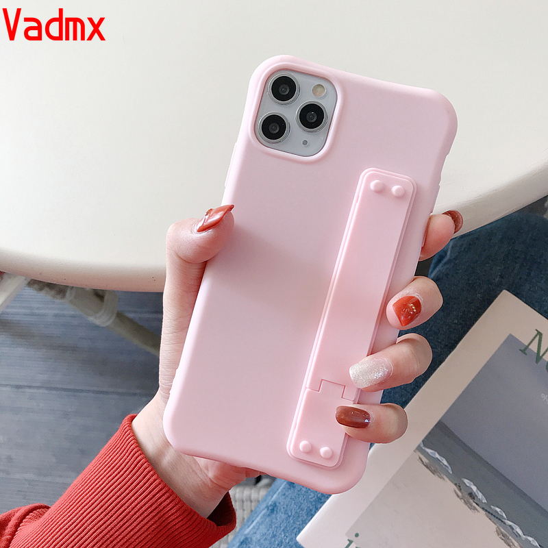 Ốp Lưng Tpu Mềm Màu Trơn Có Dây Đeo Tay Cho Iphone 11 Pro Xs Max Xr Xs X 8 7 6s 6 Plus Se 2020