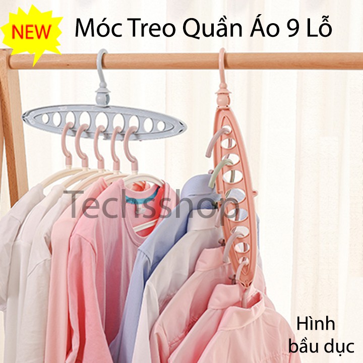 [Loại mới] Móc treo quần áo 9 lỗ xoay 360 độ -Loại hình bầu dục chắc chắn - Loại 1