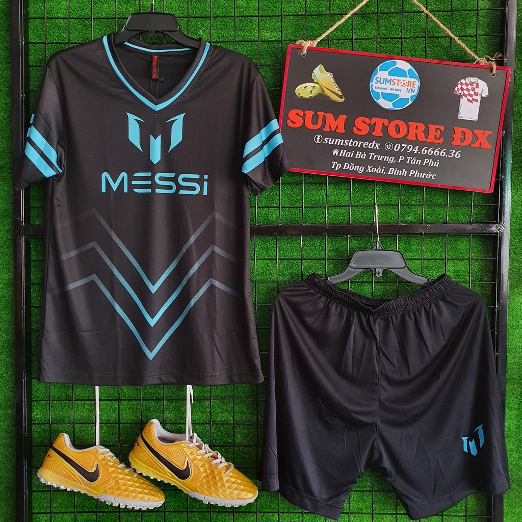 Mesii Đen - Áo Bóng Đá Thun Thái Lạnh Cao Cấp