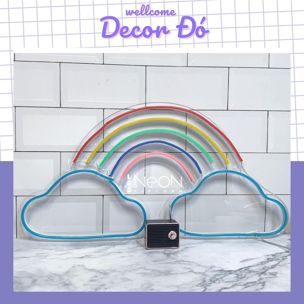 Đèn NeonSign | Cầu Vồng Mây | Kích Thước 58x30cm | Quà Tặng Trang Trí Cực Chất , Siêu Sáng & Tiết Kiệm Điện Với Led 12v