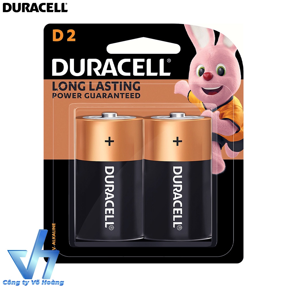 Vỉ 2 viên pin đại D Alkaline Duracell chính hãng