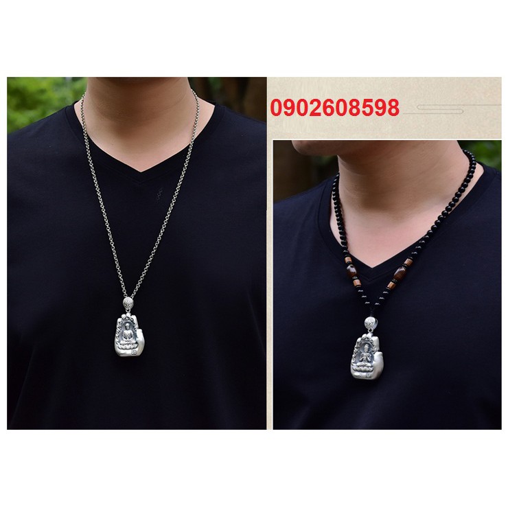 Mặt dây chuyền Phật bản mệnh 12 con giáp vô lượng thọ quang bạc Thái