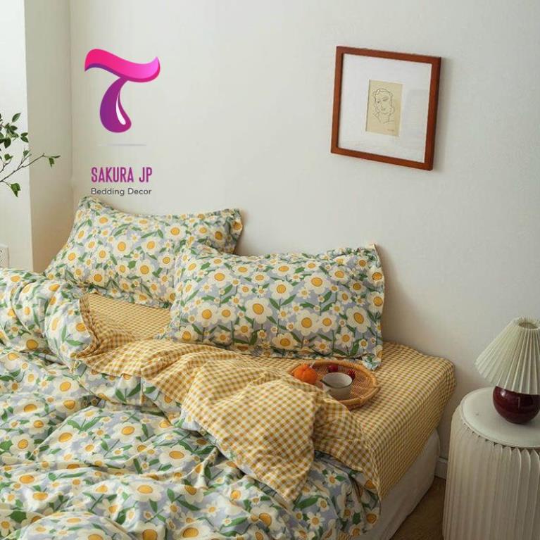 Bộ Chăn Ga Gối Đệm Poly Cotton 4 Món Vintage M2,M4,M6,M8,2M2 -Chăn Ga Gối Cotton Poly