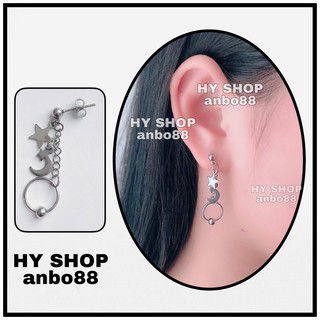 Khuyên tai Bông tai titan trăng sao siêu bền không dị ứng không gỉ không đen khuyên tai unisex