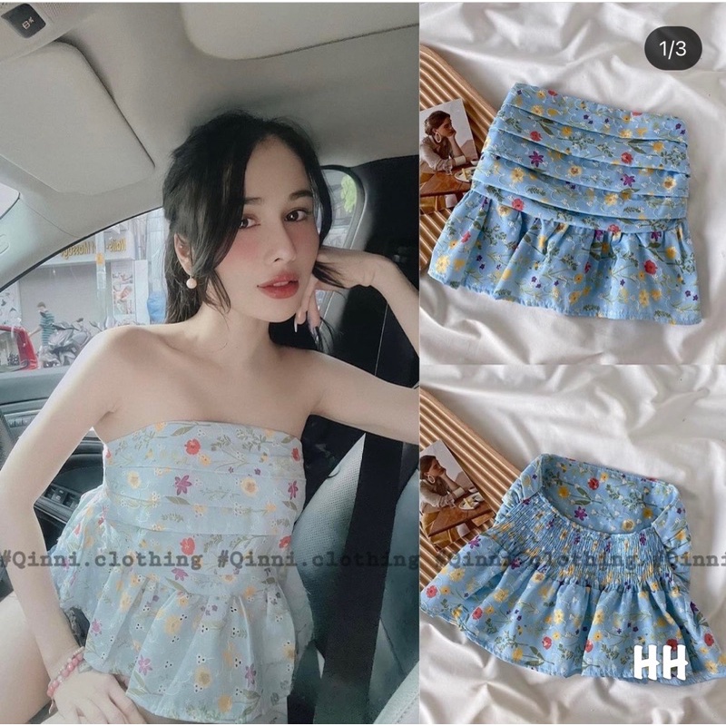 Áo quây hoa chun lưng siêu đẹp. Size S M