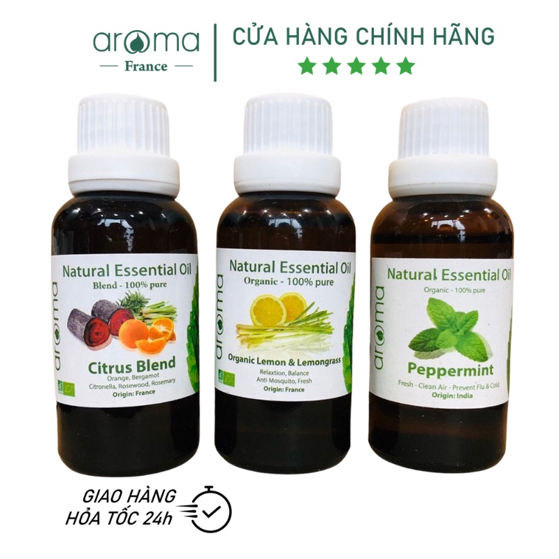 Tinh Dầu Xông AROMA Sả Cam , Chanh Sả Chanh , Bạc Hà Lá Dài 10ml