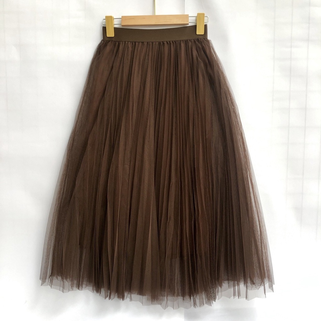 Chân váy ren xếp ly 3 lớp dài 78cm váy công chúa xòe bồng