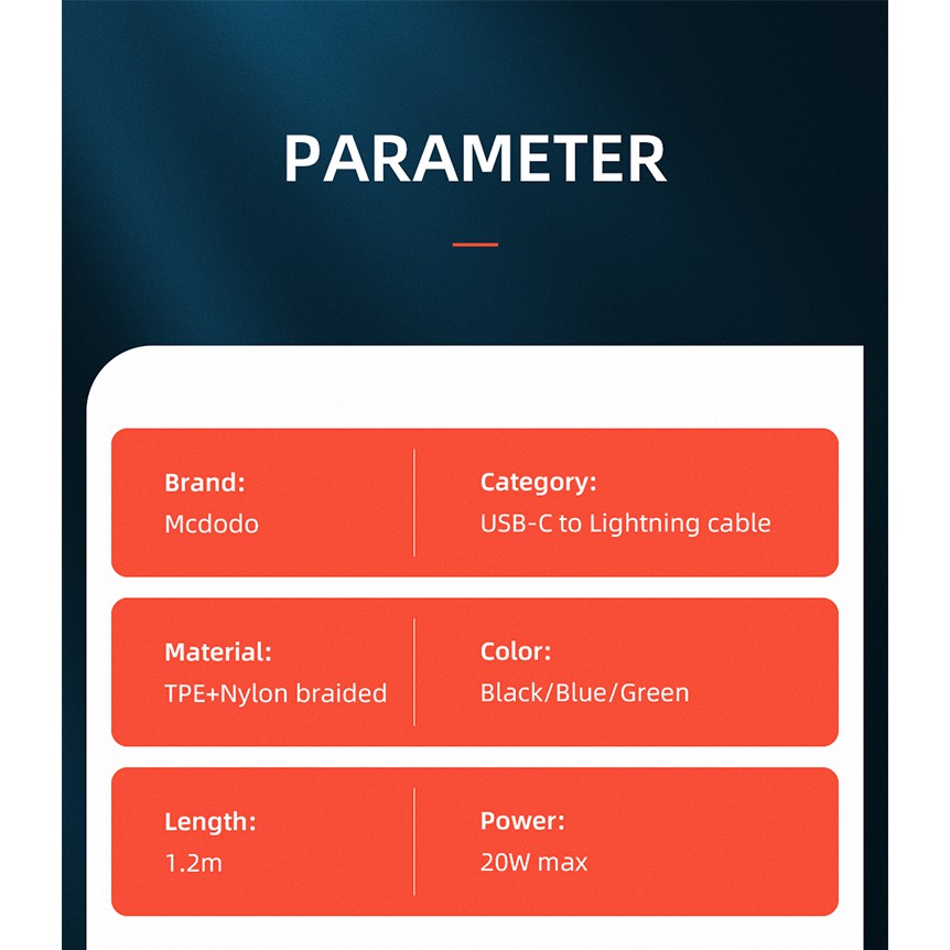 Cáp Sạc Nhanh Mcdodo Kết Nối Type C Sang Lightning 20 W Chuyên Dụng Cho Iphone 12 11 Pro MAX XS Max 8 Plus 12 Ipad Ipod