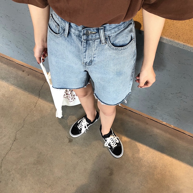 Xiaozhainv Quần short denim Xiaozhainz kiểu dáng đơn giản