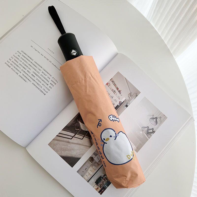 Dù Gấp Tự Động 30% In Hình Vịt Con Dễ Thương