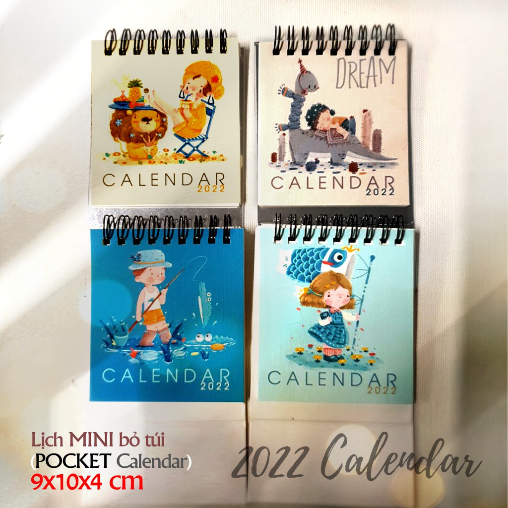 Lịch để bàn mini, lịch bỏ túi (pocket calendar) - Lịch Việt Nam 2022 có ngày âm lịch