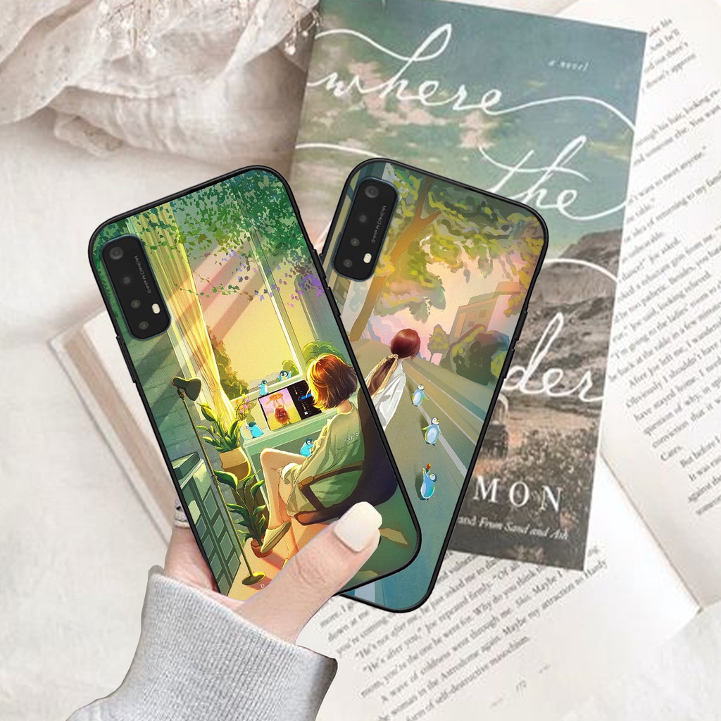 Ốp Realme 7 / 7 Pro / 8 bộ hình cô gái và mèo cưng xinh xắn dễ thương cực đẹp