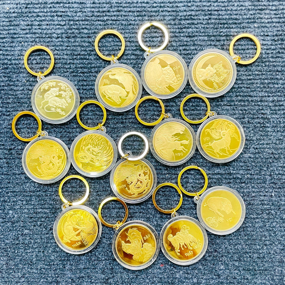 [Bản Tiếng Việt] Móc Khóa Đồng Xu 12 Con Giáp Cực Đẹp, Phong Thủy may mắn làm quà tặng