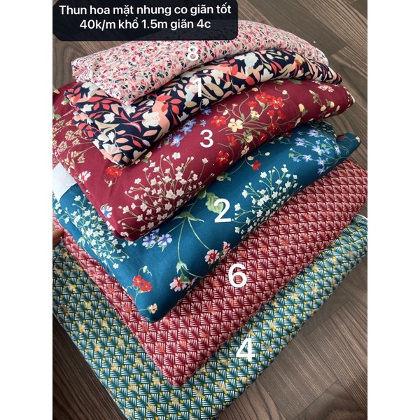 Vải Thun Cotton,vải thun hoa, mặt nhung( có 10 màu) may bộ quần áo ở nhà rất đẹp, ga đệm mềm