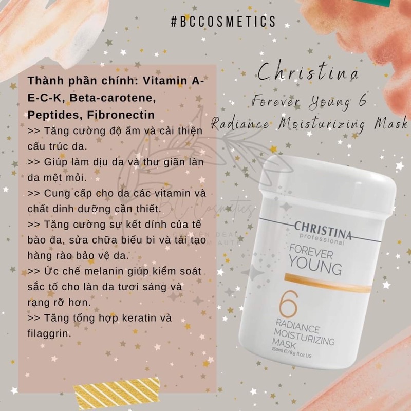 Mặt Nạ Cấp Ẩm & Làm Sáng Da Ch.ris.tina Fo:rever Yo:ung 6 Ra.dian.ce Moi.sturizing Mask