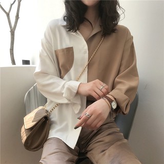 Áo sơ mi nữ trắng đen cổ vest