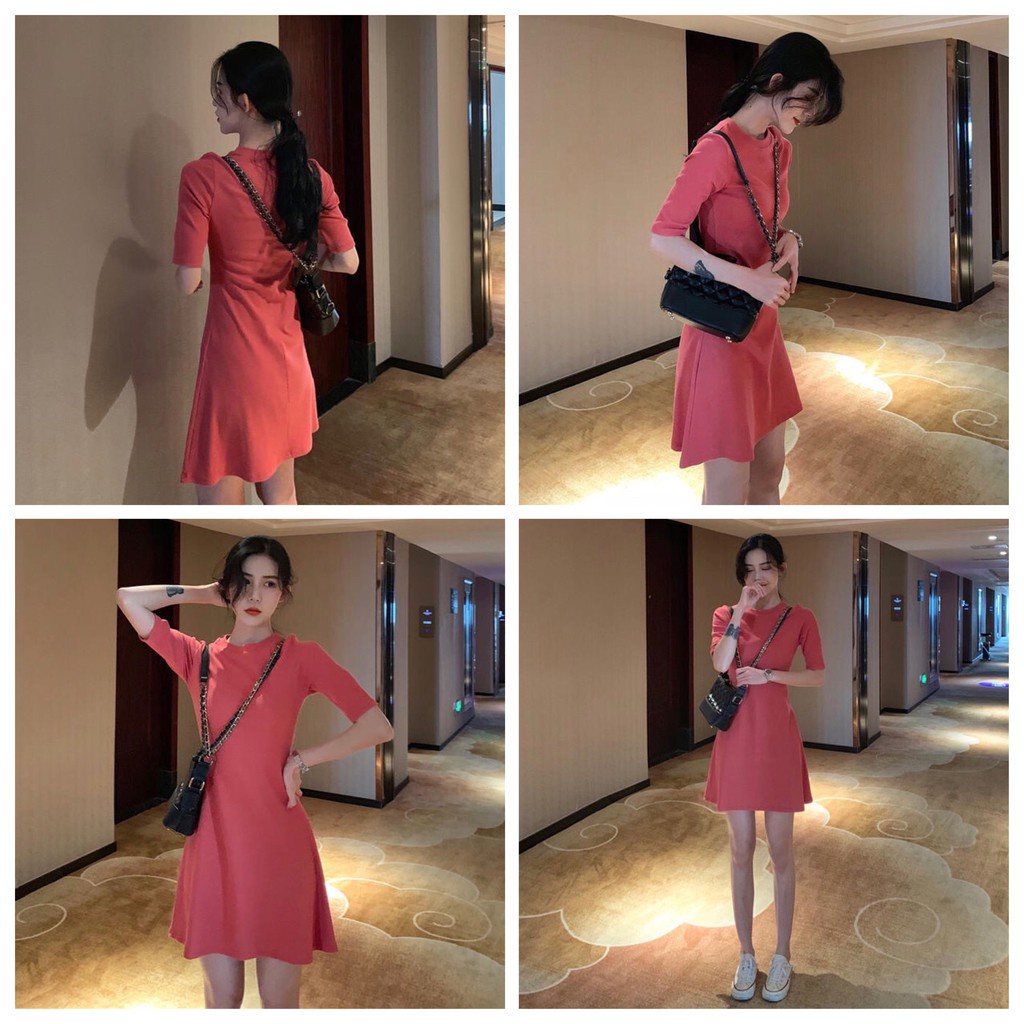 Đầm tay ngắn dáng chữ A thời trang Hàn Quốc cho nữ