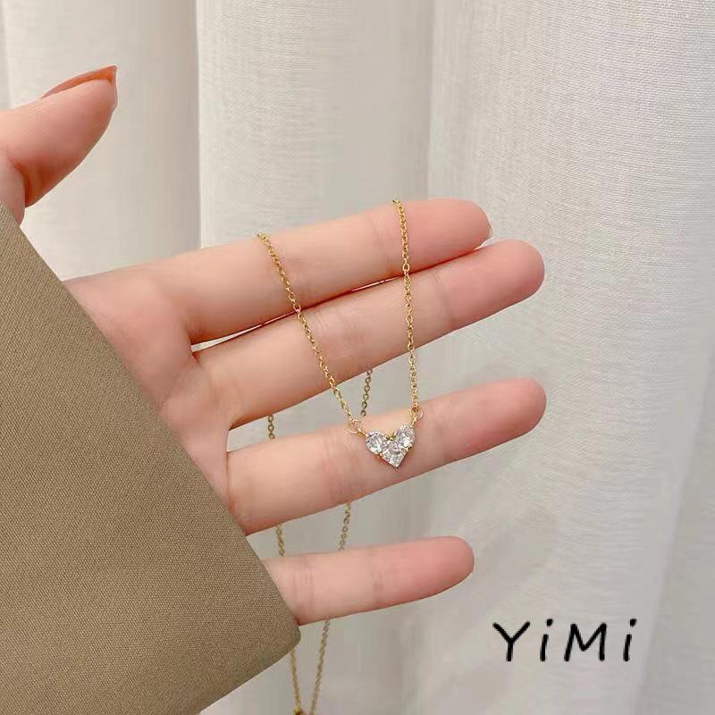 Vòng cổ Mặt Hình Trái Tim Đính Đá Zircon Thời Trang Cho Nữ