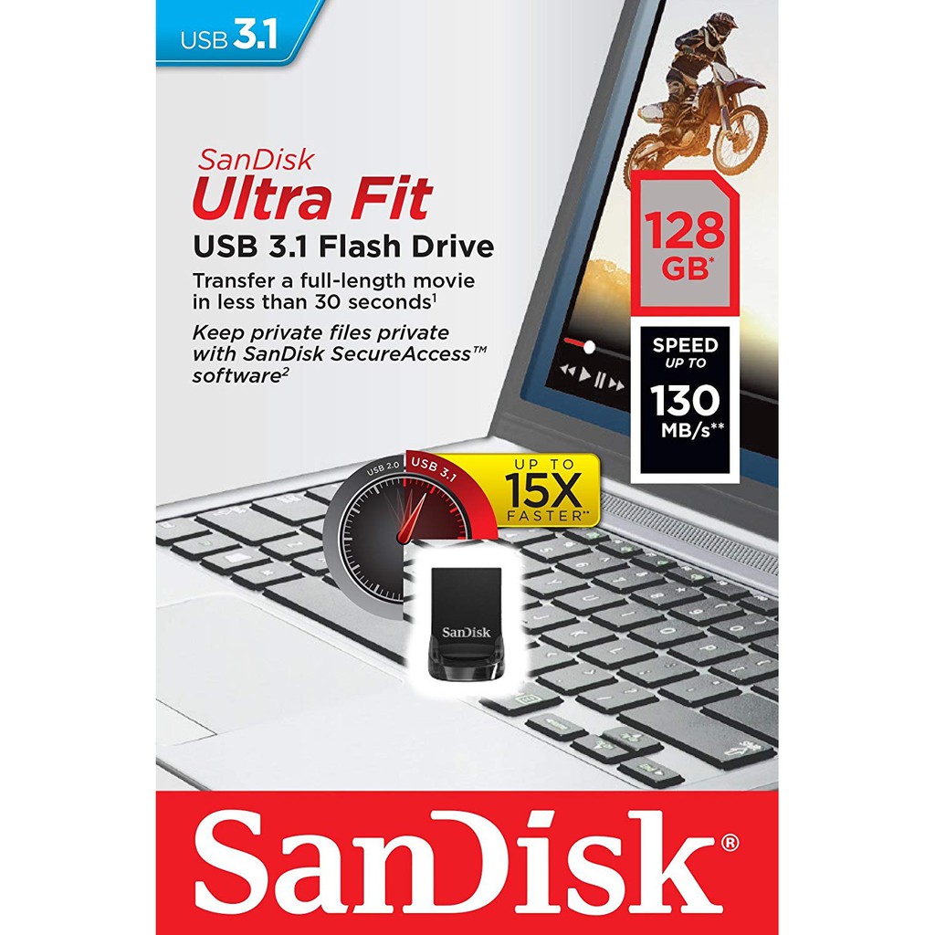 Usb 128GB Sandisk CZ430 Ultra Fit (Đen) Hàng chính hãng