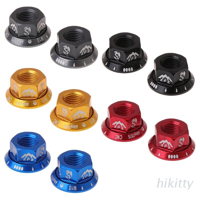 HIK 2pcs/bag Bicycle Hub Nut M10 Fixed Gear MTB Road Bike Screw Bolt Aluminum Alloy