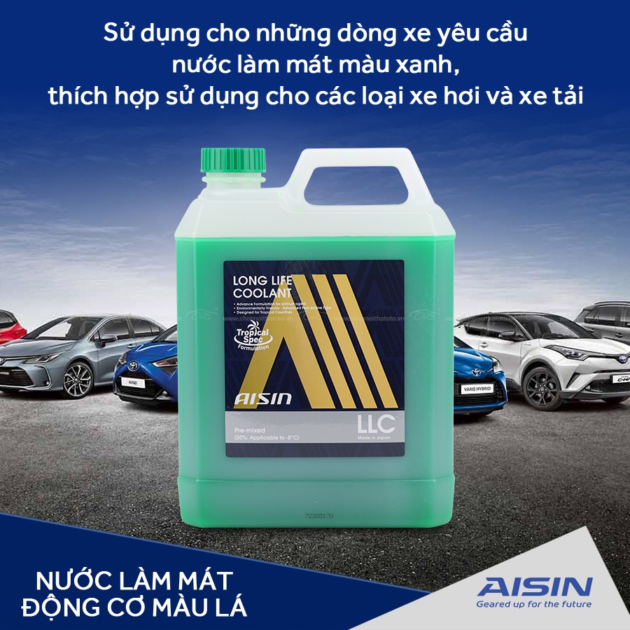 Nước Làm Mát Động Cơ Màu Lá AISIN LCPM20A4LG 4L Nhập Khẩu Chính Hãng