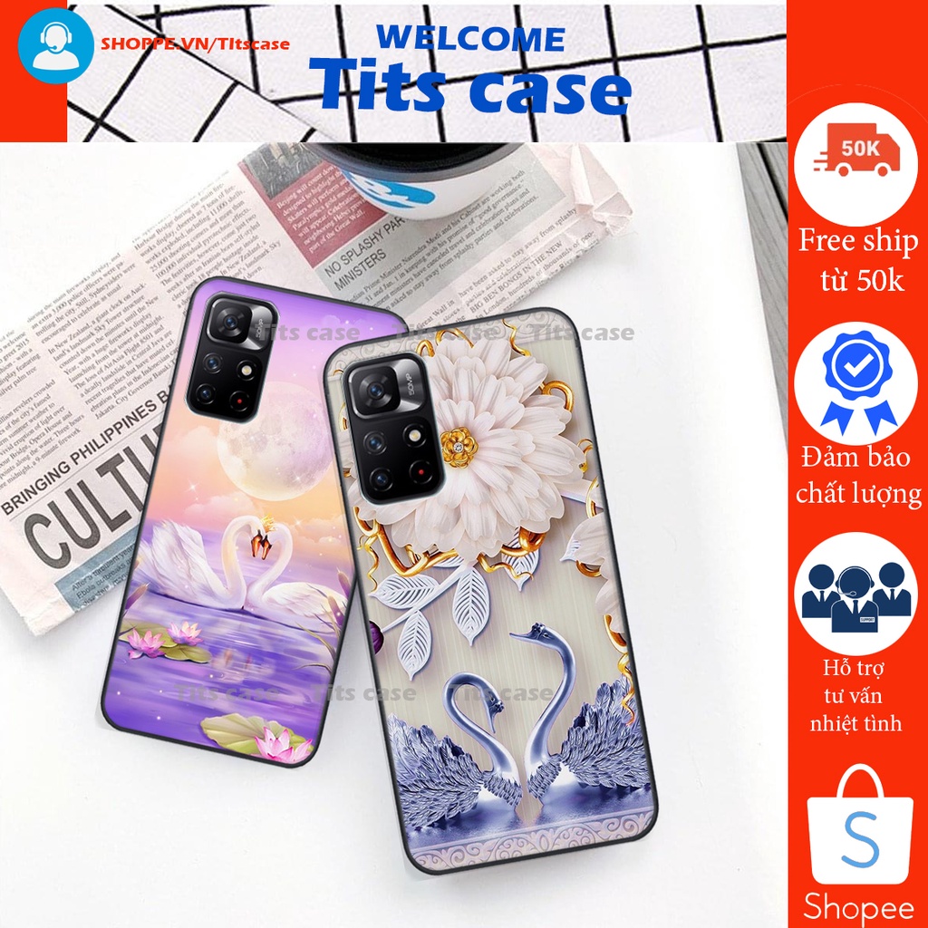Ốp lưng  Xiaomi REDMI NOTE 11S 5G in hình thiên nga,hoa may mắn, đặc sắc ĐỘC - LẠ - BỀN