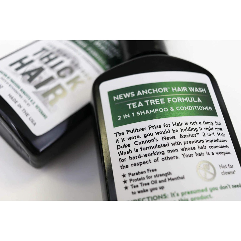 Dầu gội xả 2-IN-1 Duke Cannon News Anchor Hair Wash – Tea Tree