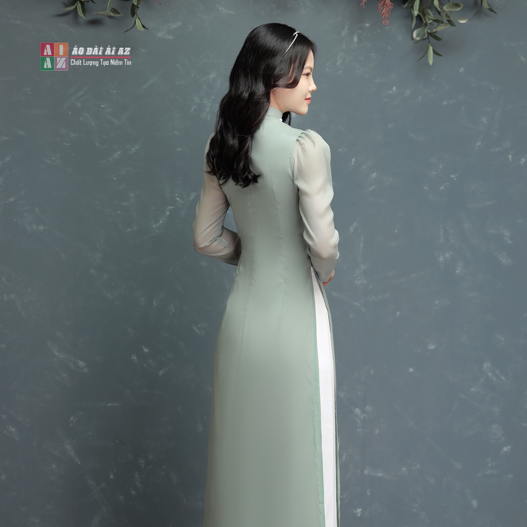 Áo Dài Cách Tân Nữ 4 Tà Vai Bồng Tơ Óng AD16