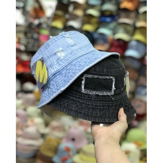 Nón bucket jean rách