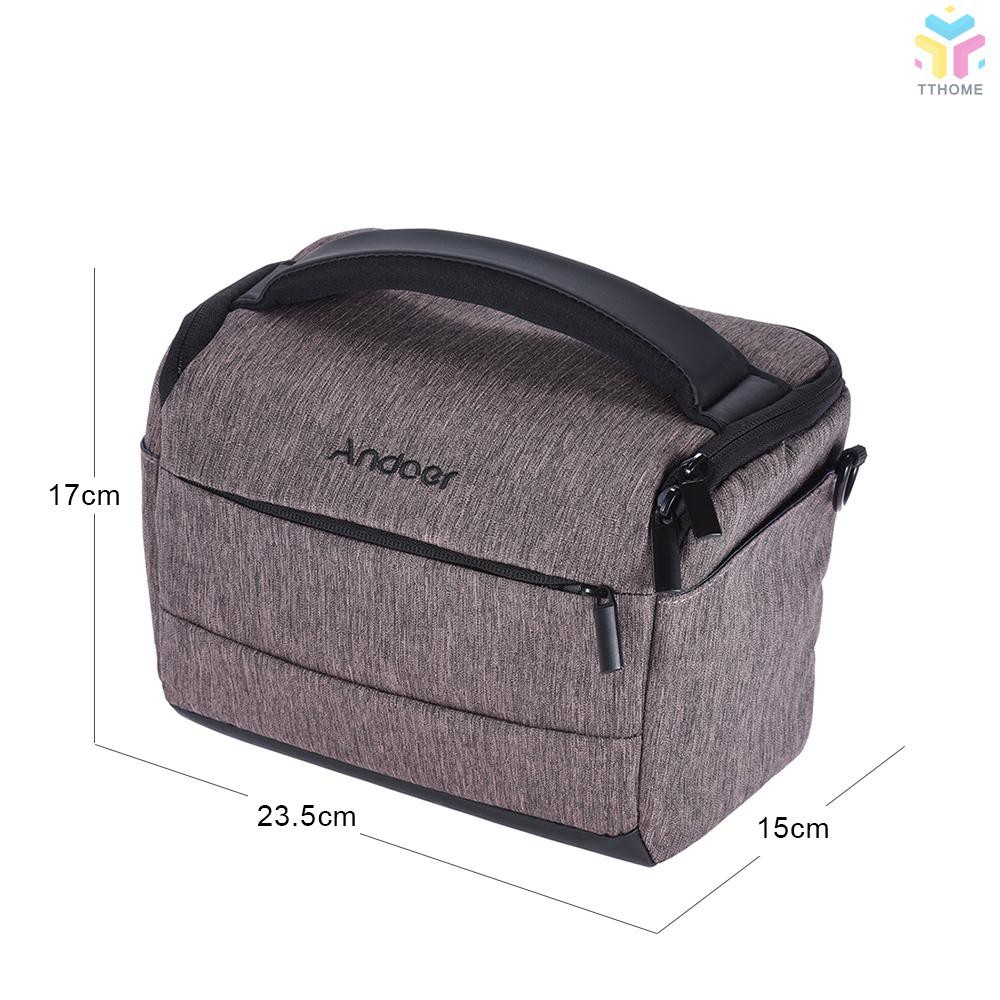 T&T Andoer Cuboid-shaped DSLR Camera Shoulder Bag Portable Fashion Polyester Camera Case for 1 Camera 2 Lenses and Small