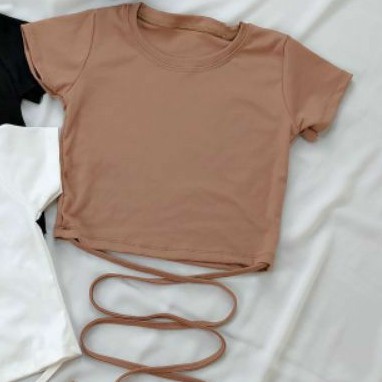 Áo croptop dây dài chéo bụng Tay Ngắn siêu hit⚡⚡