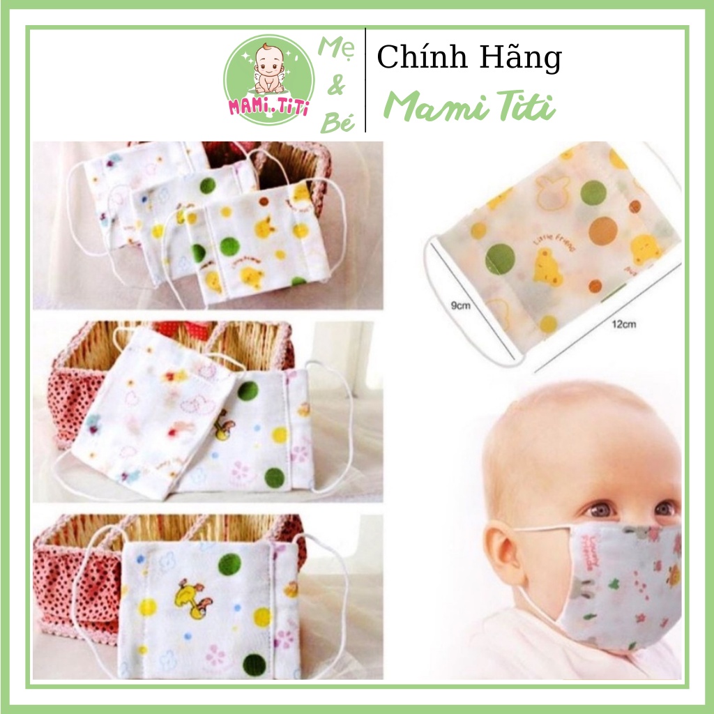 Khẩu trang cho bé sơ sinh chất liệu 100% vải xô NHẬT dành cho bé từ 0-4 tuổi - MAMI TITI