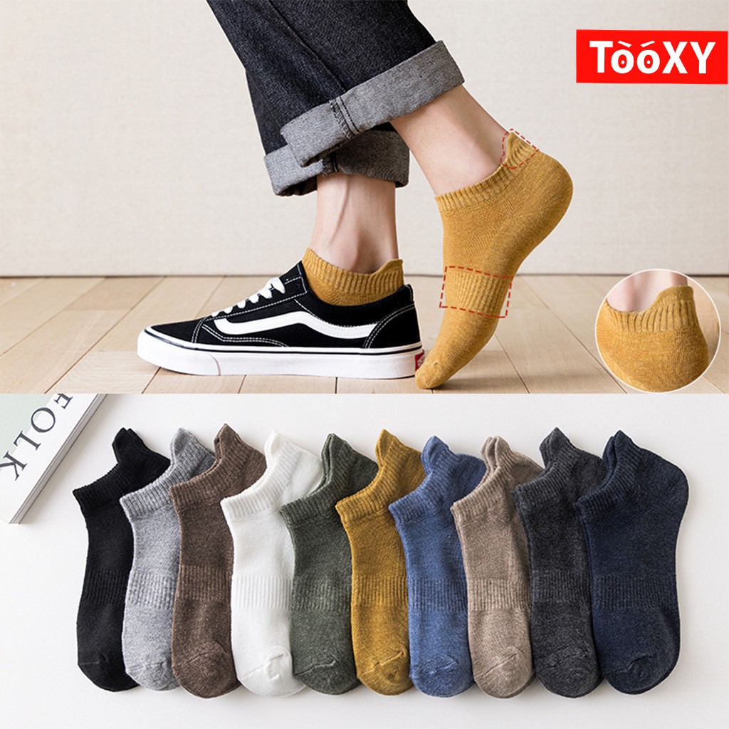 Tất ngắn kháng khuẩn, chống mùi hôi, 10 màu sang trọng - Tất nam cotton thoáng mát