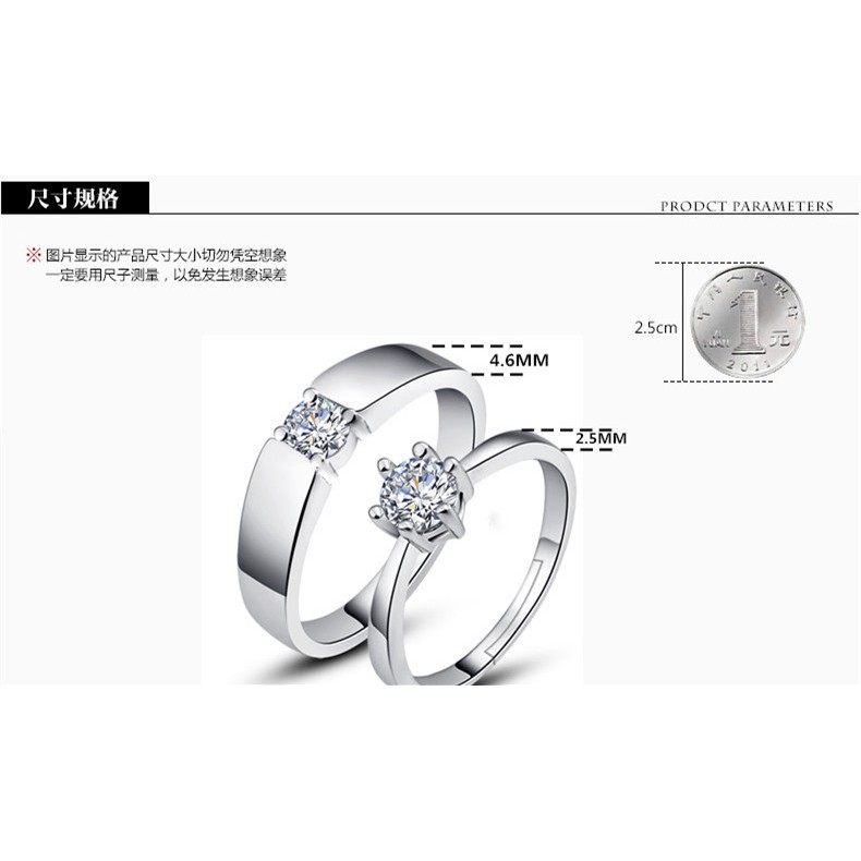 Nhẫn Cặp Mạ Bạc Đính Đá Thời Trang