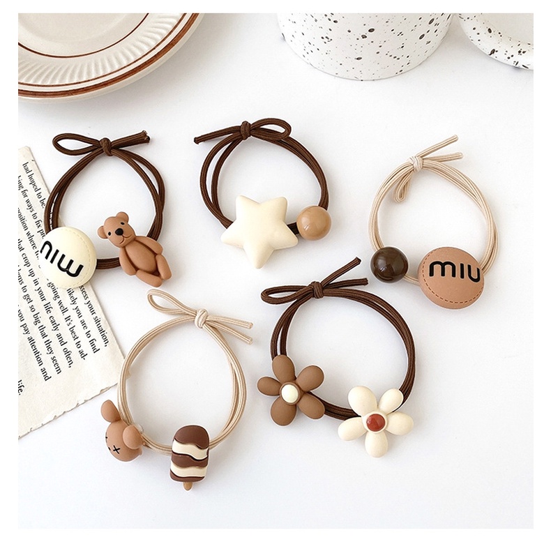 [SÉT 10 #DÂY] Dây buộc cột tóc co giãn họa tiết đính thỏ/sọc stick/hoa phong cách Hàn Quốc thời trang mùa hè cho nữ GC02