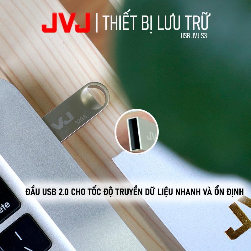 USB 4Gb JVJ S3 siêu nhỏ vỏ kim loại - tốc độ 25MB/s Vỏ Kim Loại chống nước ổn định Bảo hành 5 năm chính hãng