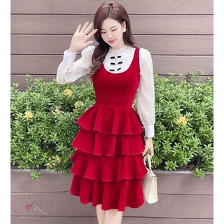 Váy xòe tay hoa - hàng thiết kế dvc