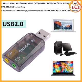 Card âm thanh 5.1 3D có đầu cắm USB kích thước 52x25x14mm dành cho máy tính/laptop/notebook