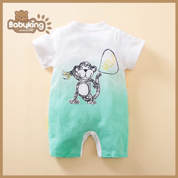 BodySuit,áo liền quần dễ thương ngắn tay kiểu hình thú cho bé (2305),cotton 100%,thương hiệu Aiueo Nhật Bản.