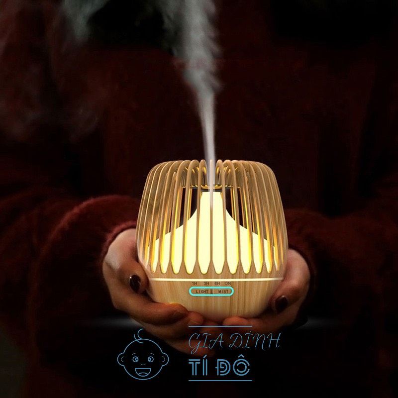 Máy Xông Tinh Dầu Sóng Siêu Âm Đèn Lồng Dung Tích 500ml Có Loa Bluetooth Và Đèn Led 7 Màu