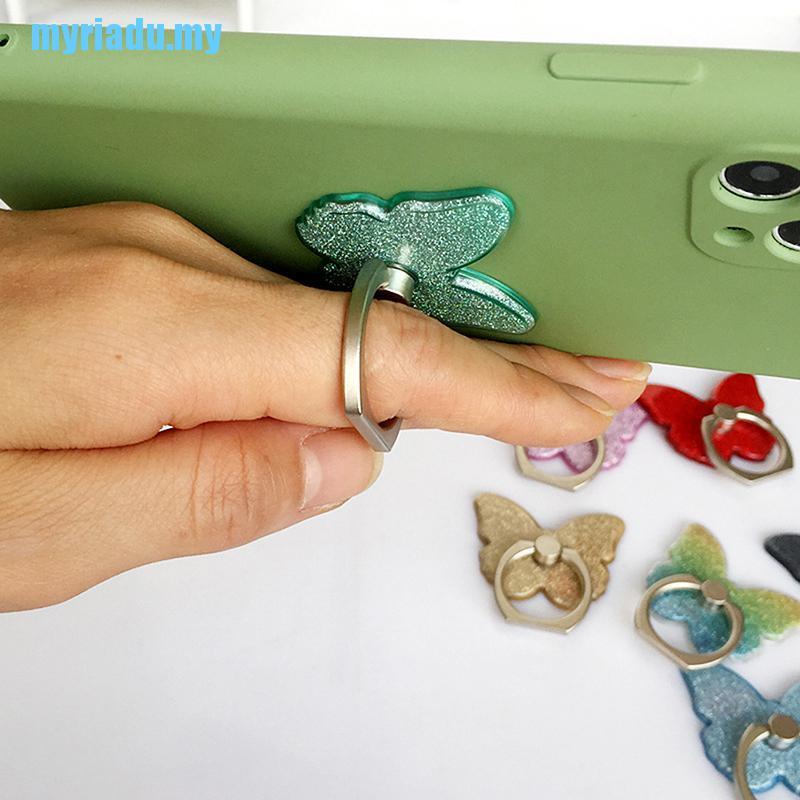 Vòng Nhẫn Đỡ Điện Thoại Xoay 360 Độ Hình Bướm Đính Kim Tuyến Xinh Xắn